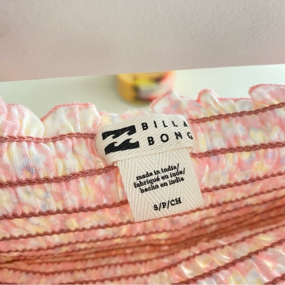 Billabong Off Shoulder Cinched Floral Pink Mini Summer Dress - Picture 6 of 6